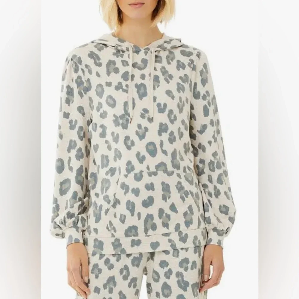 Scoop | Women’s Leopard Print French Terry Hoodie | Size M - Picture 2 of 12